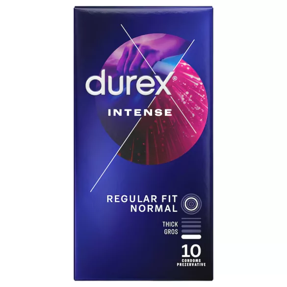 Durex Intense - prezervatyvai su briaunelėmis ir taškeliais - 10 vnt