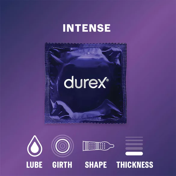 Durex Intense - prezervatyvai su briaunelėmis ir taškeliais - 10 vnt