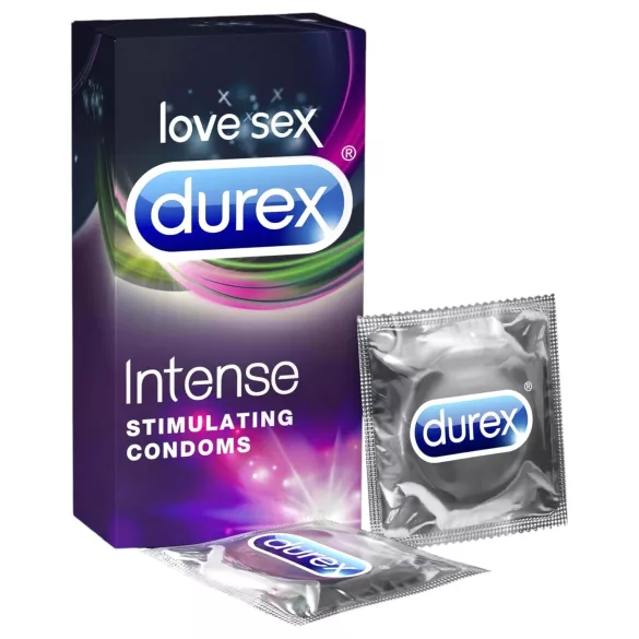 Durex Intense - prezervatyvai su briaunelėmis ir taškeliais - 10 vnt