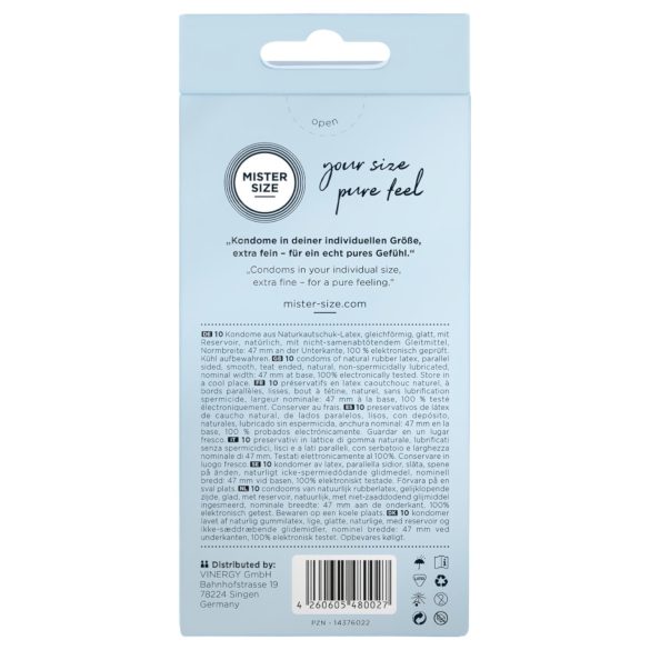 Mister Size - plonas prezervatyvas - 47 mm - 10 vnt