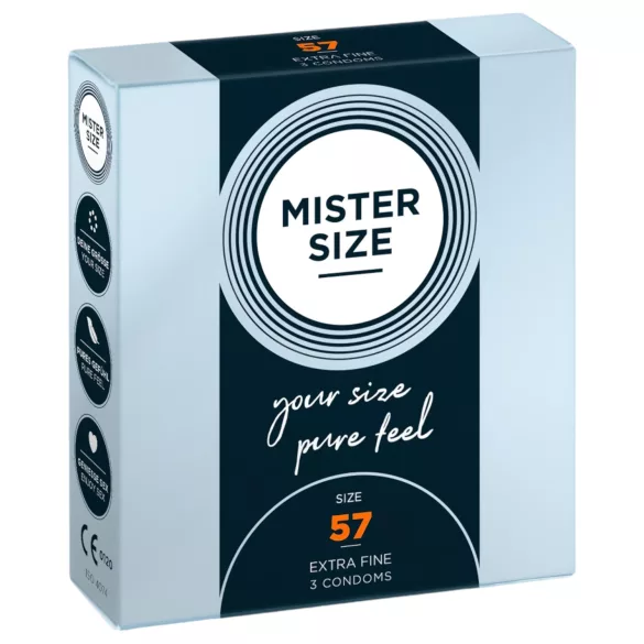 Mister Size - plonas prezervatyvas - 57mm - 3 vnt.