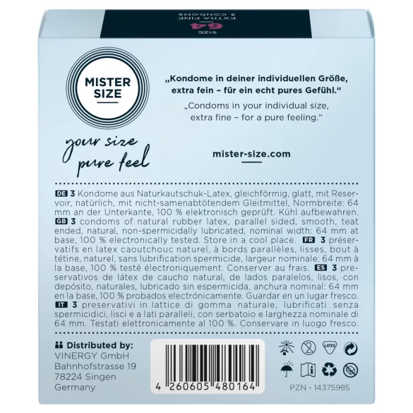 Mister Size - ploni prezervatyvai - 64mm - 3 vnt.