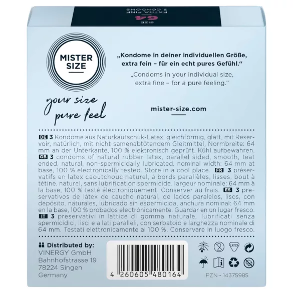 Mister Size - ploni prezervatyvai - 64mm - 3 vnt.