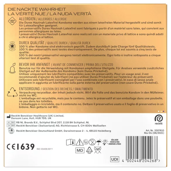 Durex Hautnah - latekso neturintys prezervatyvai (30 vnt.)