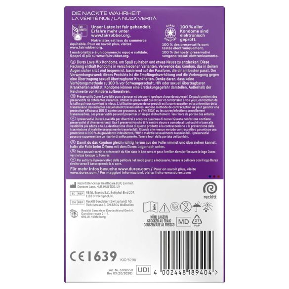 Durex Love Mix - prezervatyvų rinkinys - 18 vnt