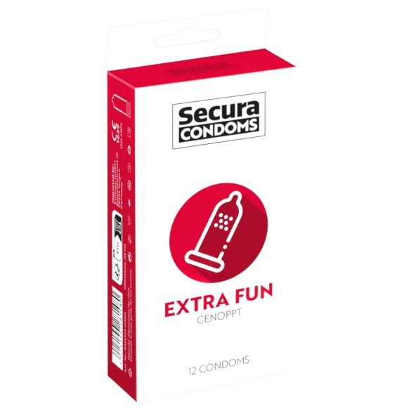 Secura Extra Fun - taškuota prezervatyvai - 53mm - 12 vnt