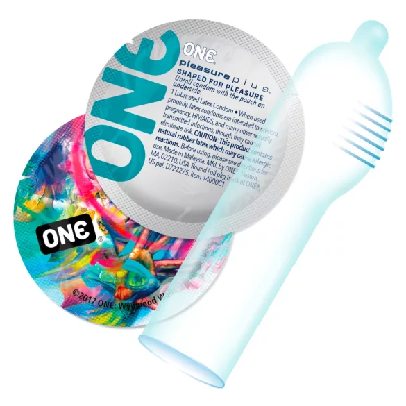 ONE Pleasure Plus - prezervatyvai su vidinėmis briaunomis - 12 vnt