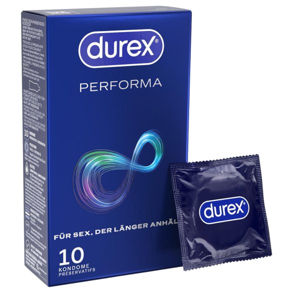 Durex Performa - prezervatyvai vyrams - ilgiau trunkančiam seksui - 10 vnt