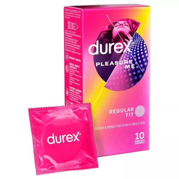 Durex Pleasure Me - prezervatyvai - ruožuoti su taškeliais - 10 vnt