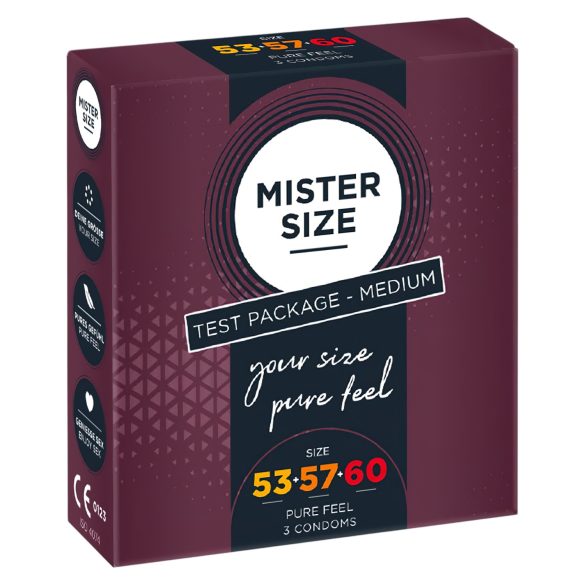 Mister Size prezervatyvų bandymų rinkinys - 3 vnt.