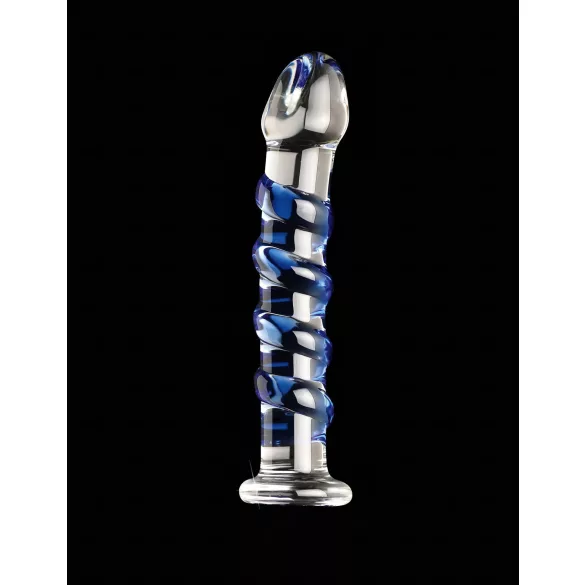 Icicles No. 5 - stiklinis dildo - spiralės forma - skaidrus mėlynas