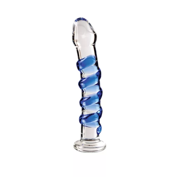 Icicles No. 5 - stiklinis dildo - spiralės forma - skaidrus mėlynas