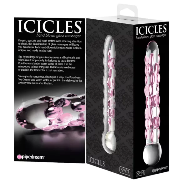 Icicles No. 7 - stiklinis analinis dildo su burbuliukais