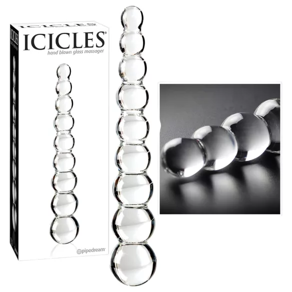 Icicles No. 2 - stiklinis dildo su burbuliukais - permatomas