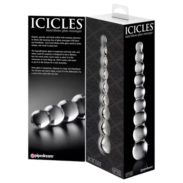 Icicles No. 2 - stiklinis dildo su burbuliukais - permatomas
