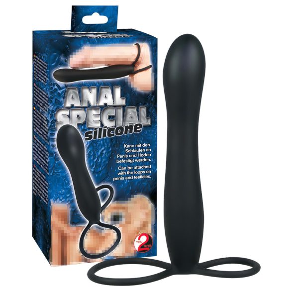 You2Toys - analinis dildo ir penio žiedas - juodas