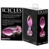 Icicles No. 48 - stiklinis analinis kaištis su gėlių raštu - rožinis