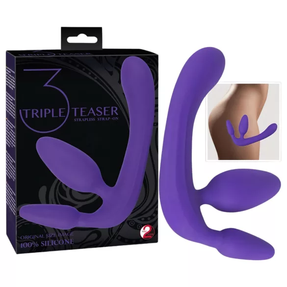 Trigubas - dildo be diržo - silikonas - violetinis