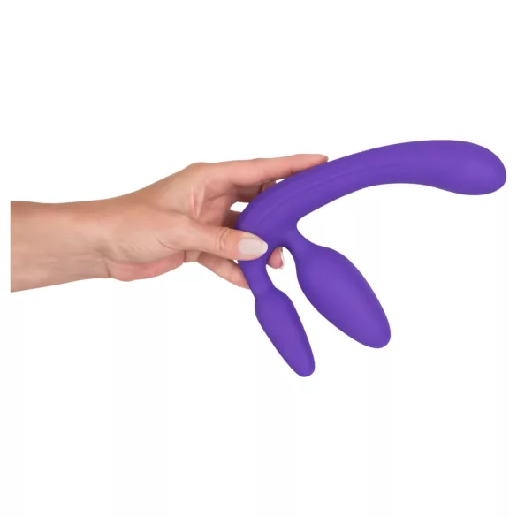 Trigubas - dildo be diržo - silikonas - violetinis