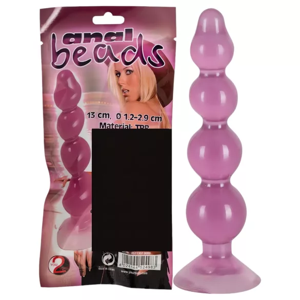 You2Toys - analinis kaištis su rutuliukais - siurbtuko pagrindas - violetinis