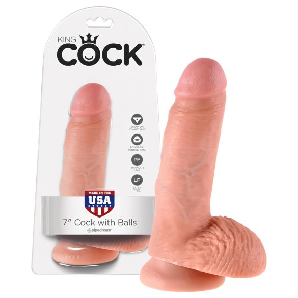 King Cock 7 sėklidžių dildo (18 cm) - natūralus