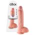 King Cock 10 didelis dildo su sėklidėmis (25 cm) - natūralus