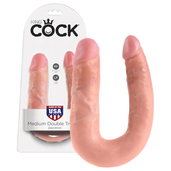 King Cock dvigubas dildo (vidutinis) - natūrali spalva