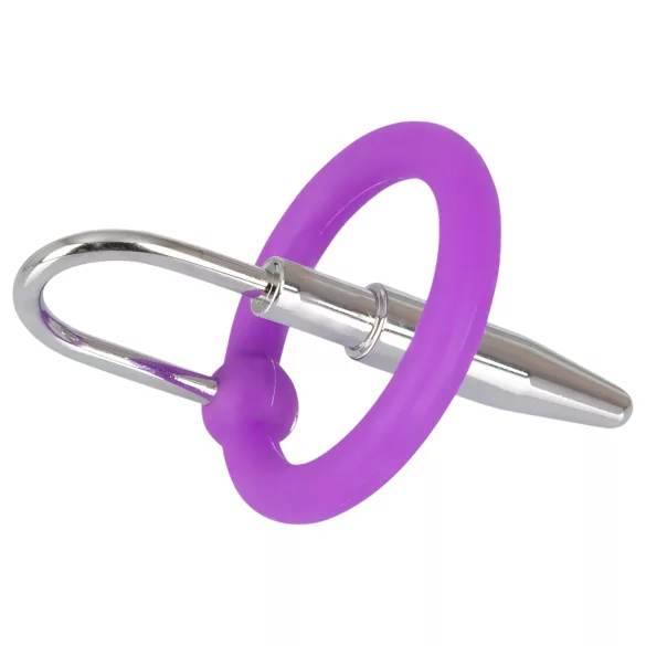 Penio kištukas - silikoninis galvutės žiedas su kūginiu dilatoriumi (violetinė-sidabrinė)