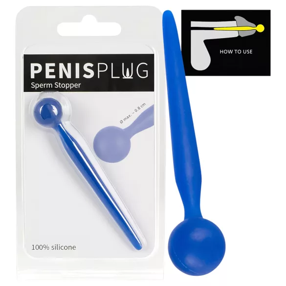 Dilator Sperm Stopper - varpos dilatorius su rutuliuku - silikonas - mėlynas