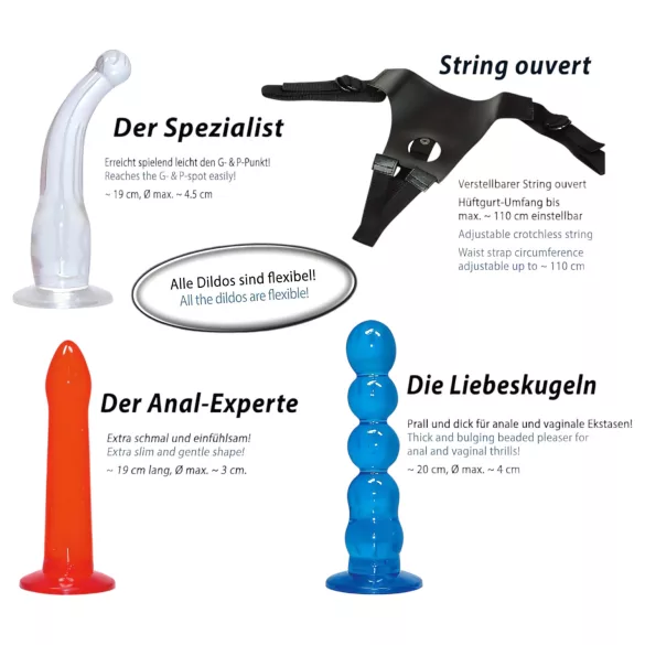 You2Toys - prisegamas dildo rinkinys - spalvotas