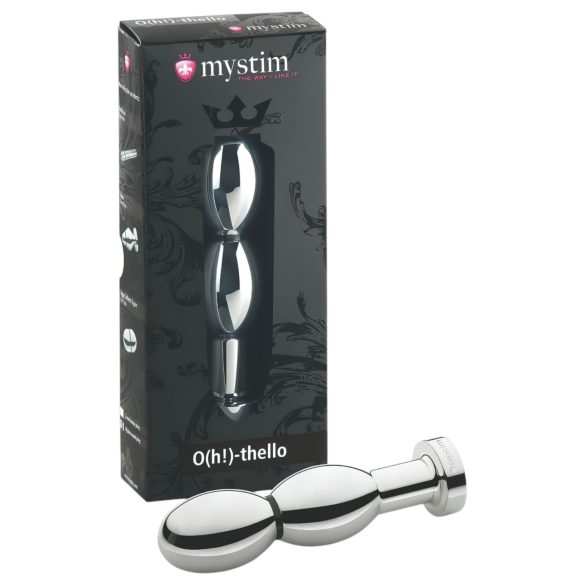 mystim O(h!)-thello - elektro, sferinis analinis kištukas (sidabrinis)