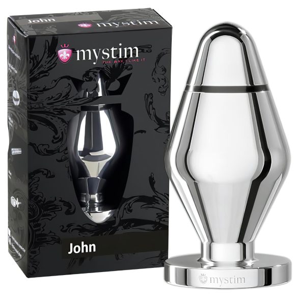 mystim Little John - elektro analinis plugas - sidabrinis (didelis)