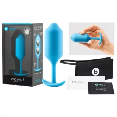   b-vibe Snug Plug 3 - analinis kaištis su dviem rutuliukais - 180g - mėlynas