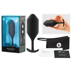   b-vibe Snug Plug 4 - analinis kaištis su dviem rutuliukais 257g - juodas