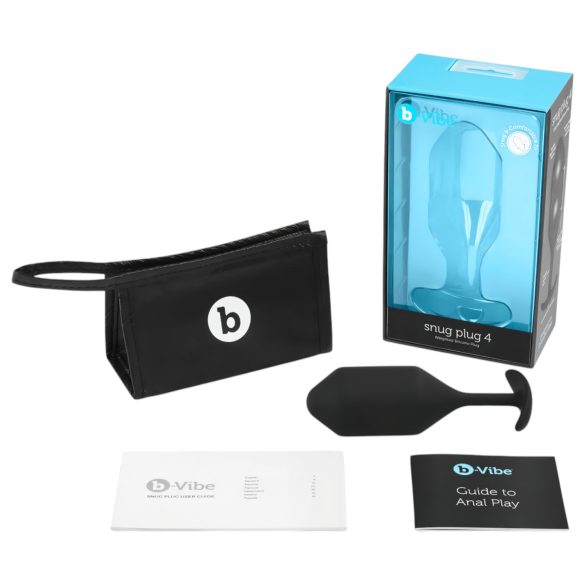b-vibe Snug Plug 4 - analinis kaištis su dviem rutuliukais 257g - juodas