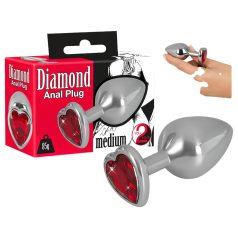 You2Toys - Diamond - 85g aliuminio analinis kaištis (sidabrinė-raudona)   You2Toys - Diamond - 85g aliuminio analinis kaištis (sidabrinė-raudona)