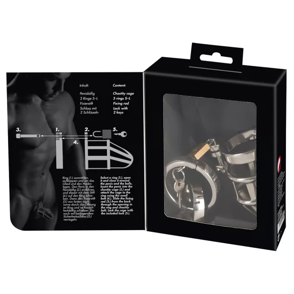 You2Toys - vyriškas skaistybės narvas - metalinis, su spyna