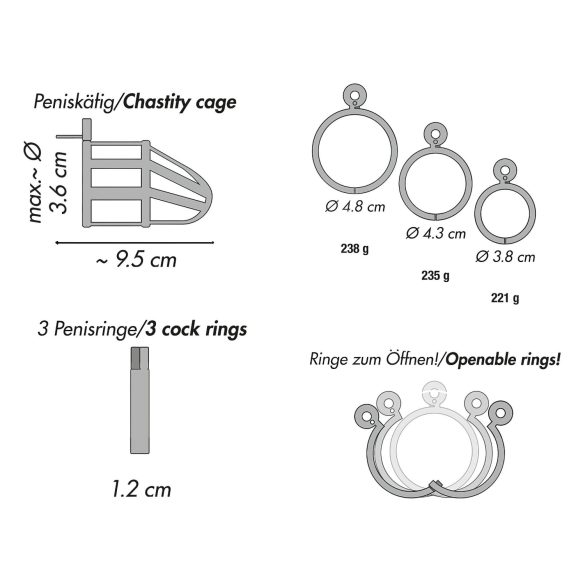 You2Toys - vyriškas skaistybės narvas - metalinis, su spyna