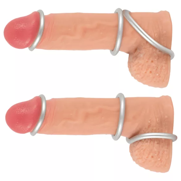 You2Toys - penio žiedų rinkinys - silikoniniai, metalinės spalvos, 3 vnt
