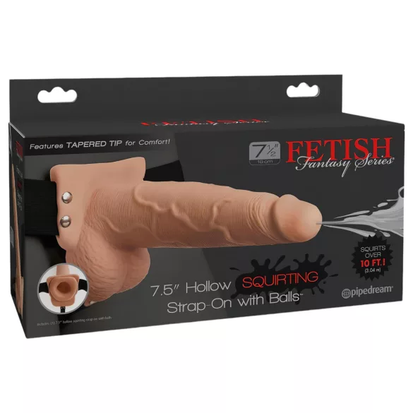Fetish Strap-On - dirželis su dildo - purškiantis efektas - kūno spalvos