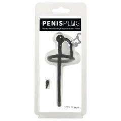   Vibruojantis silikoninis šlaplės kištukas ir žiedo rinkinys (0,6 mm) - juodas