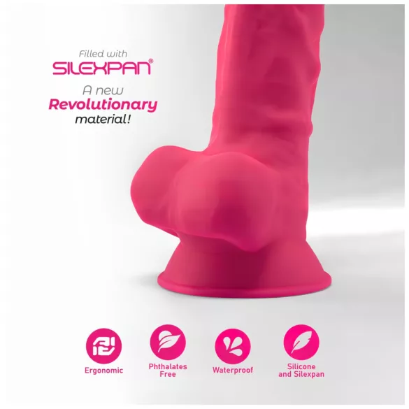 Silexd 7 - prilimpantis, su kapšeliu dildo - 17,5 cm (rožinis)
