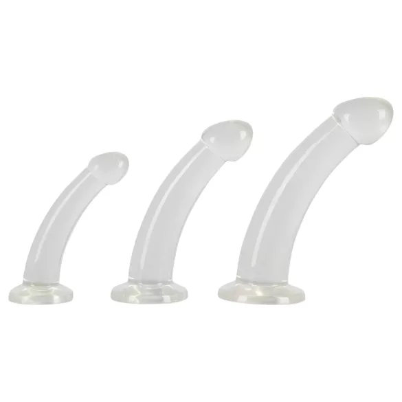 Crystal Clear - analinis dildo rinkinys - 3 dalys - permatomas