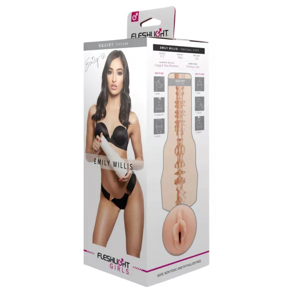 Fleshlight Emily Willis Squirt - realistiška dirbtinė vagina (natūrali spalva)