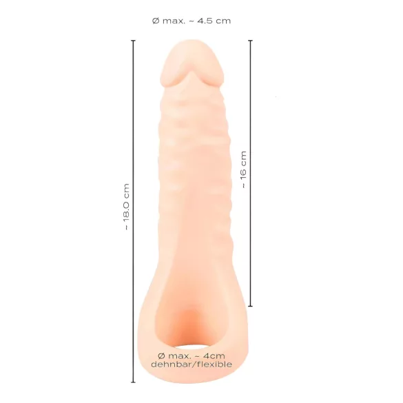 Realistixxx - dvigubas realistiškas dildo su penio žiedu - kūno spalvos