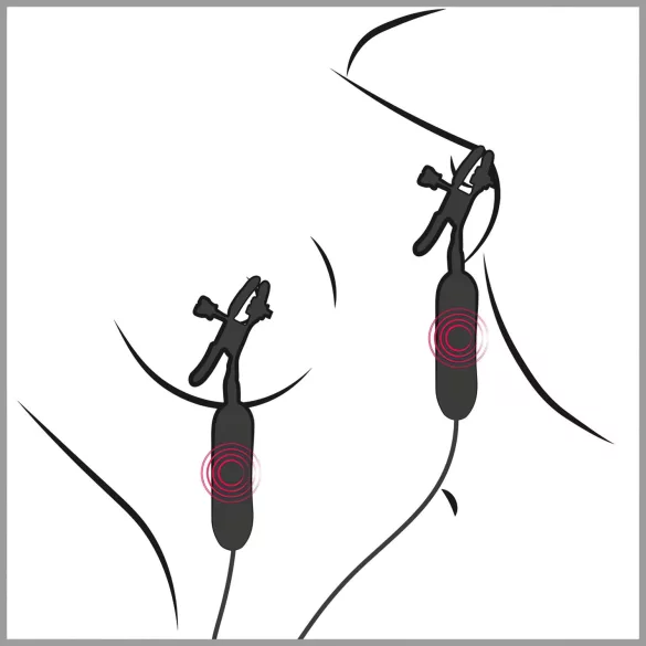 Fetish - vibruojantys spenelių spaustukai - juodi