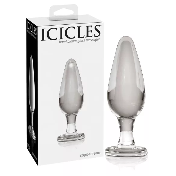 Icicles Nr. 26 - kūginis stiklinis analinis kaištis (skaidrus)