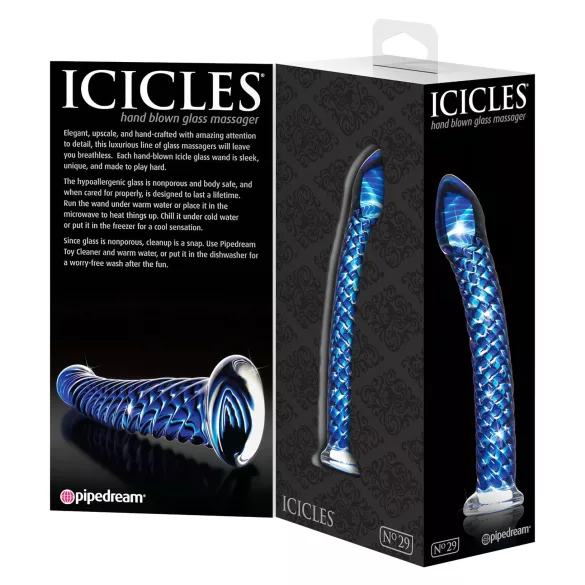 Icicles No. 29 - stiklinis dildo spirale - mėlynas
