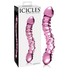   Icicles No. 55 - dvigubas G taško stiklinis dildo - rožinis