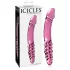 Icicles No. 57 - stiklinis dvigubas dildo su peniu - rožinis